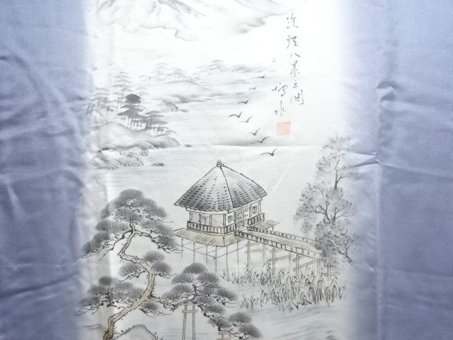 JAPANESE KIMONO / ANTIQUE LANDSCAPE PATTERN MENS JUBAN